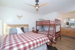Upstairs bunk room- Queen bed and Twin bunk bed